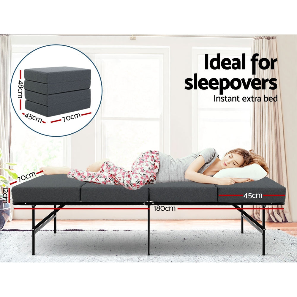 Giselle Bedding Folding Foam Mattress Single Dark Grey