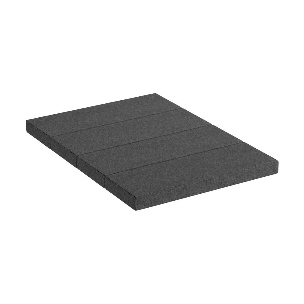 Giselle Bedding Folding Mattress Chair Bed 4-Fold Faux Linen Double