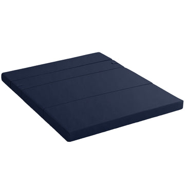 Giselle Foldable Mattress 4-Fold Foam Floor Mat Blue Double