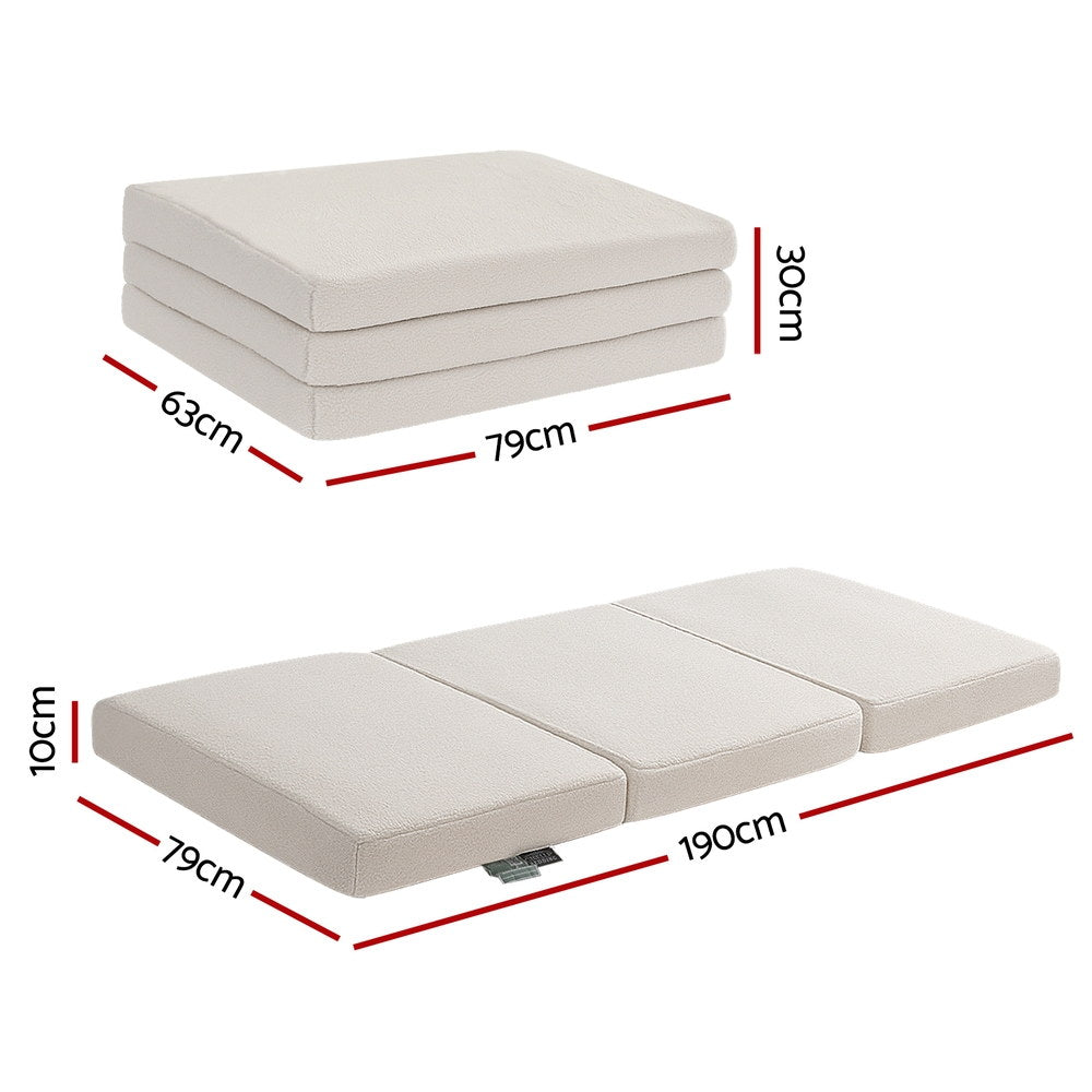 Giselle Bedding 3-Fold Foam Mattress Sherpa Fleece White 190cm