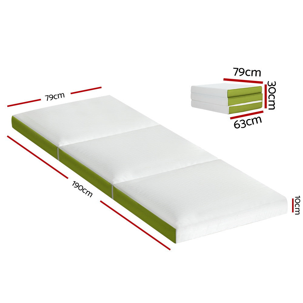 Giselle Bedding Foldable Foam Mattress Trifold Green