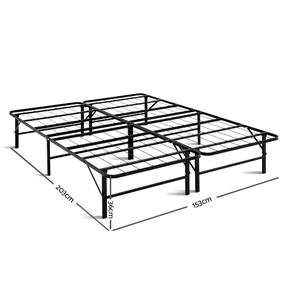 Artiss Foldable Metal Bed Frame Space-Saving 300kg Black