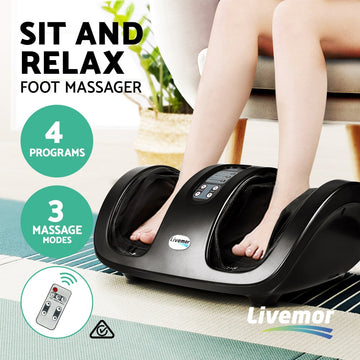 Livemor Foot Massager with Shiatsu Kneading and Roller Massage Black