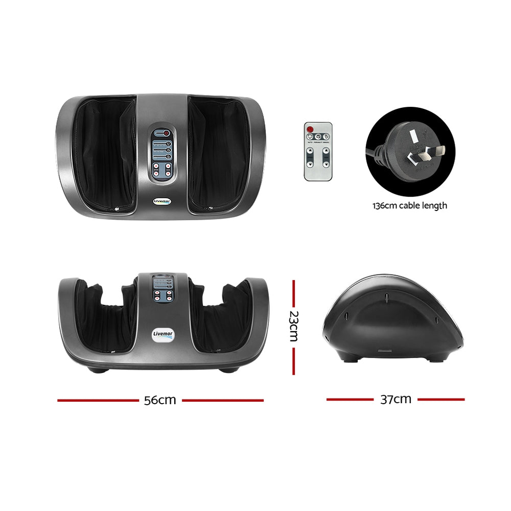 Livemor Shiatsu Foot Massager Roller Remote Control Grey