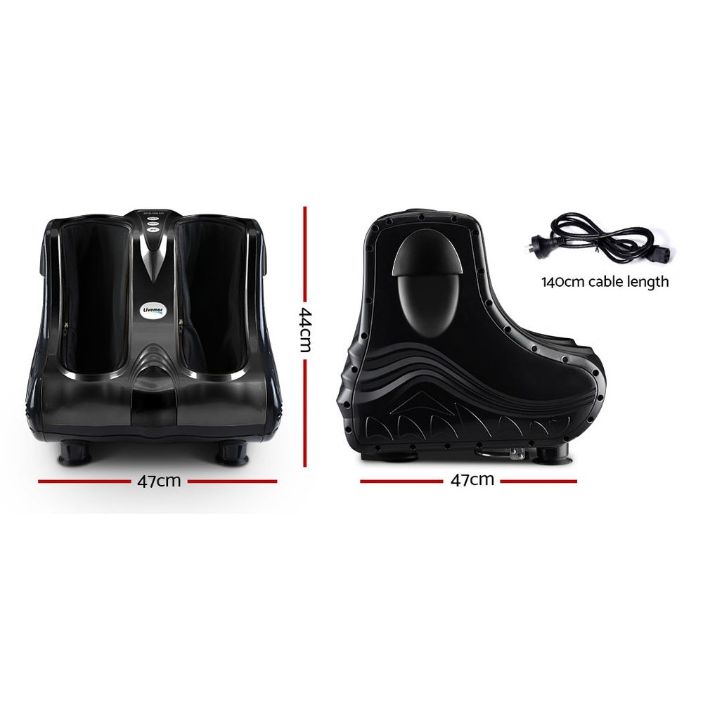 Livemor Shiatsu Leg and Foot Massager with Roller and Air Pressure - Black