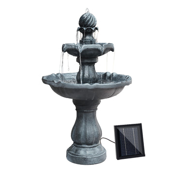 Gardeon 3-Tier Solar Fountain Water Feature Bird Bath 93CM Black