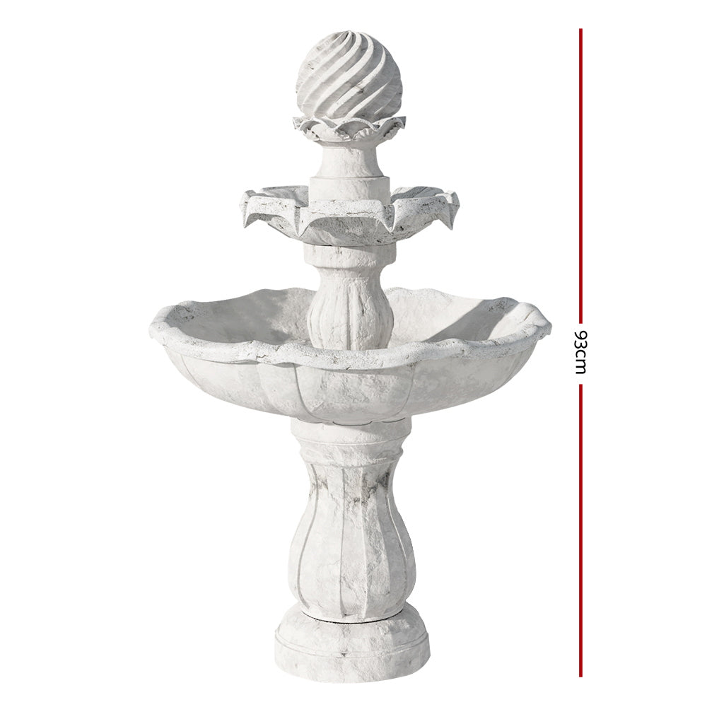Gardeon Solar 3-Tier Fountain Bird Bath 93cm Ivory
