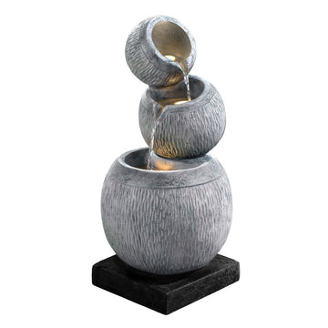 Gardeon Solar Fountain Water Feature Bird Bath LED Lights 80cm Grey