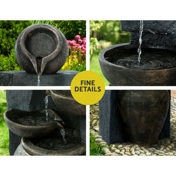 Gardeon 5-Tier Solar Cascading Fountain Bird Bath 99cm Polyresin