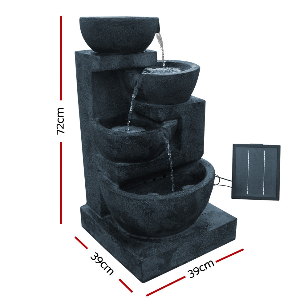 Gardeon Solar 4-Tier Cascading Fountain LED Lights 72cm Blue