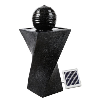 Gardeon Solar Fountain with LED Light Bird Bath 85cm Black