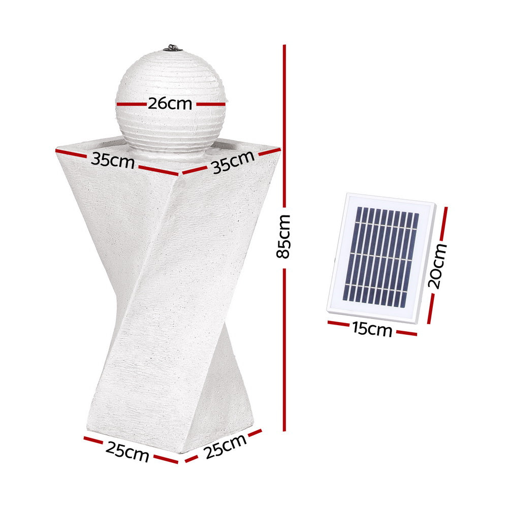 Gardeon Solar Fountain Bird Bath LED Lights Cream 85cm