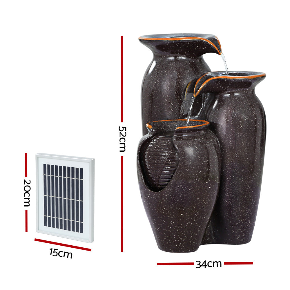 Gardeon Solar Cascading Fountain LED Lights 52CM Grey