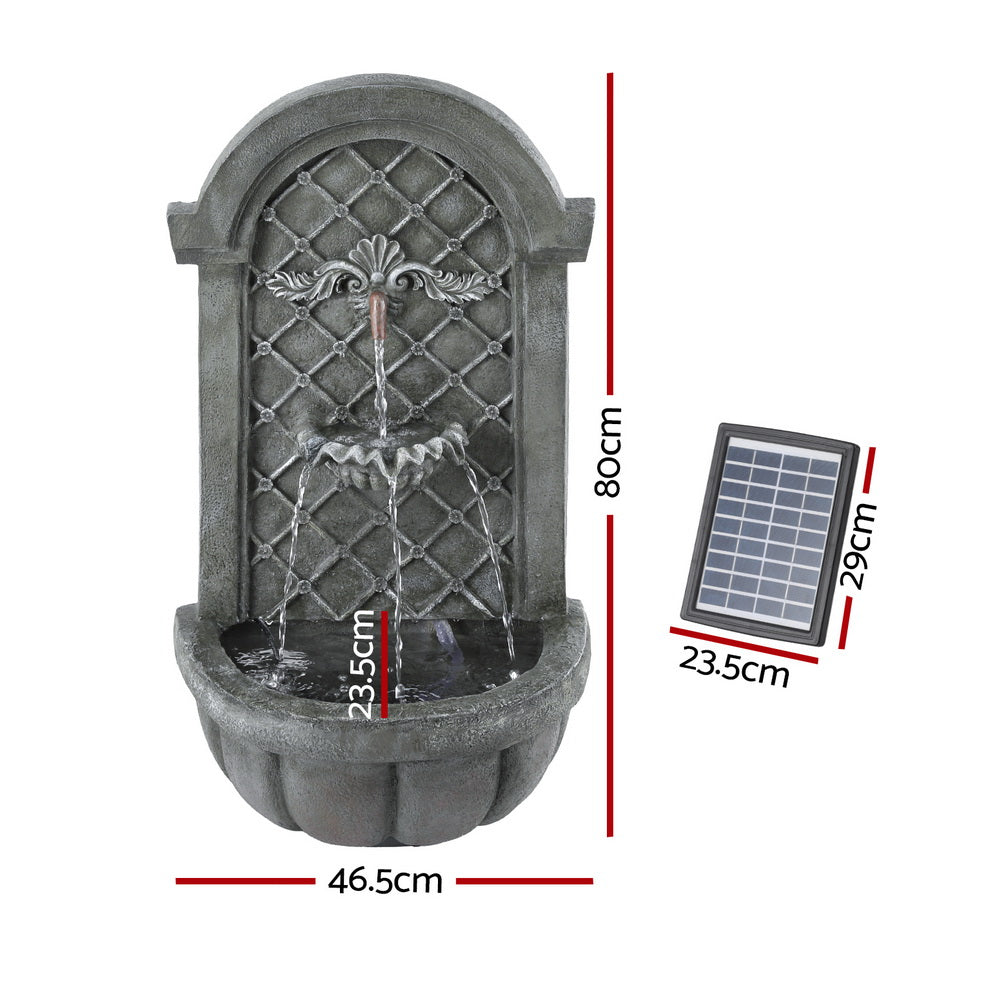 Gardeon Wall Mount Solar Fountain LED Light 80CM Grey