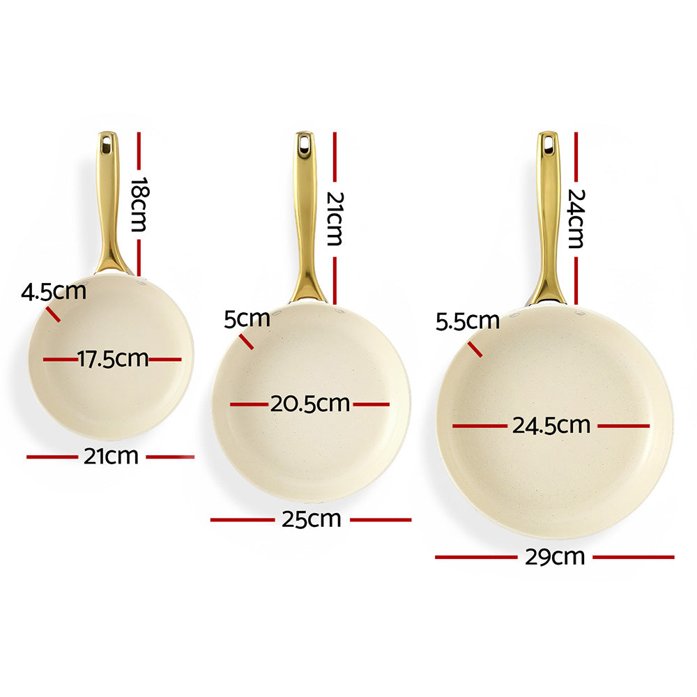 5-star Chef Ceramic Frying Pan Set 21cm 25cm 29cm Multi-colour