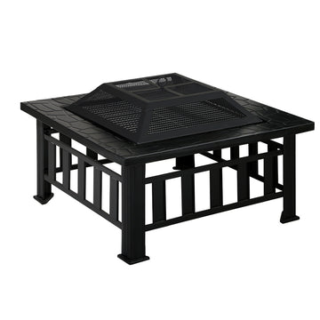 Grillz 2-in-1 Outdoor Fire Pit BBQ Table Steel