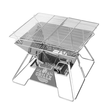 Grillz Portable Fire Pit BBQ with Carry Bag Stainless Steel