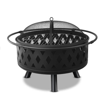 Grillz 2-in-1 Fire Pit BBQ and Outdoor Grill 82cm Black