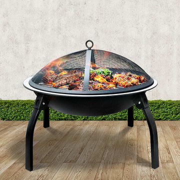 Portable Outdoor Fire Pit 22 Inch Foldable Steel Camping Garden