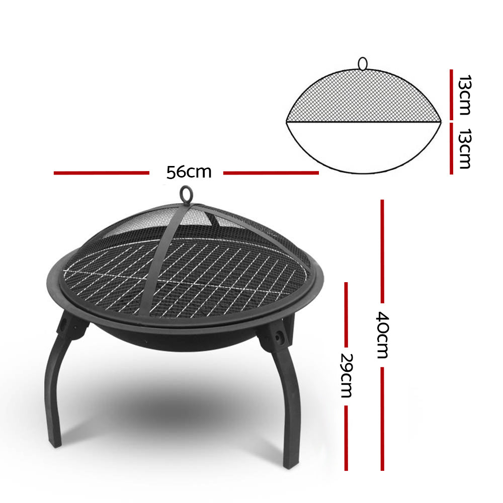 Portable Outdoor Fire Pit 22 Inch Foldable Steel Camping Garden
