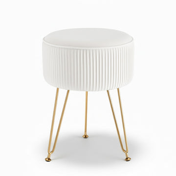 Artiss Velvet Footstool Ottoman Round White 140kg