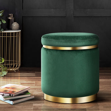 Artiss Ottoman Velvet Footstool Soft Tufted Seat Green