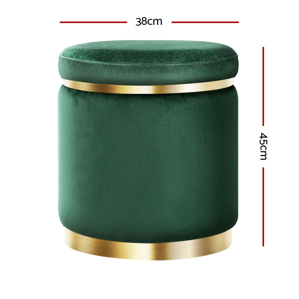 Artiss Ottoman Velvet Footstool Soft Tufted Seat Green