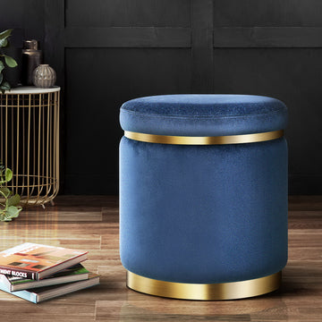 Artiss Ottoman Velvet Footstool Soft Tufted Seat Navy