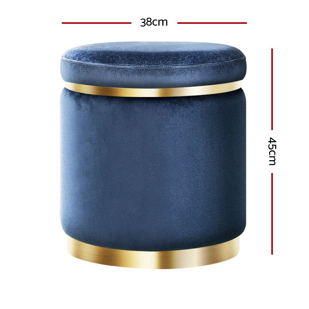 Artiss Ottoman Velvet Footstool Soft Tufted Seat Navy