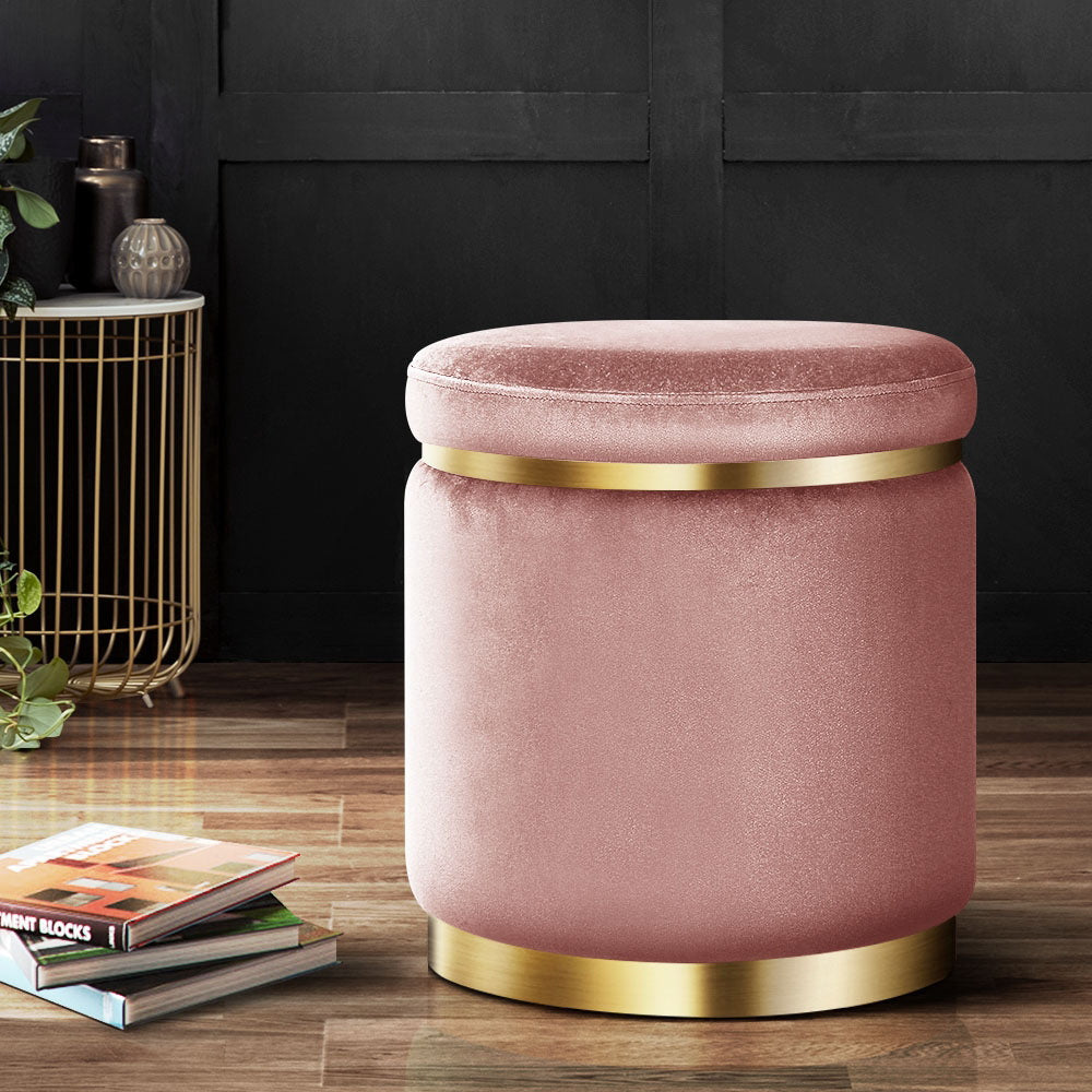 Artiss Ottoman Velvet Footstool Soft Tufted Seat Pink