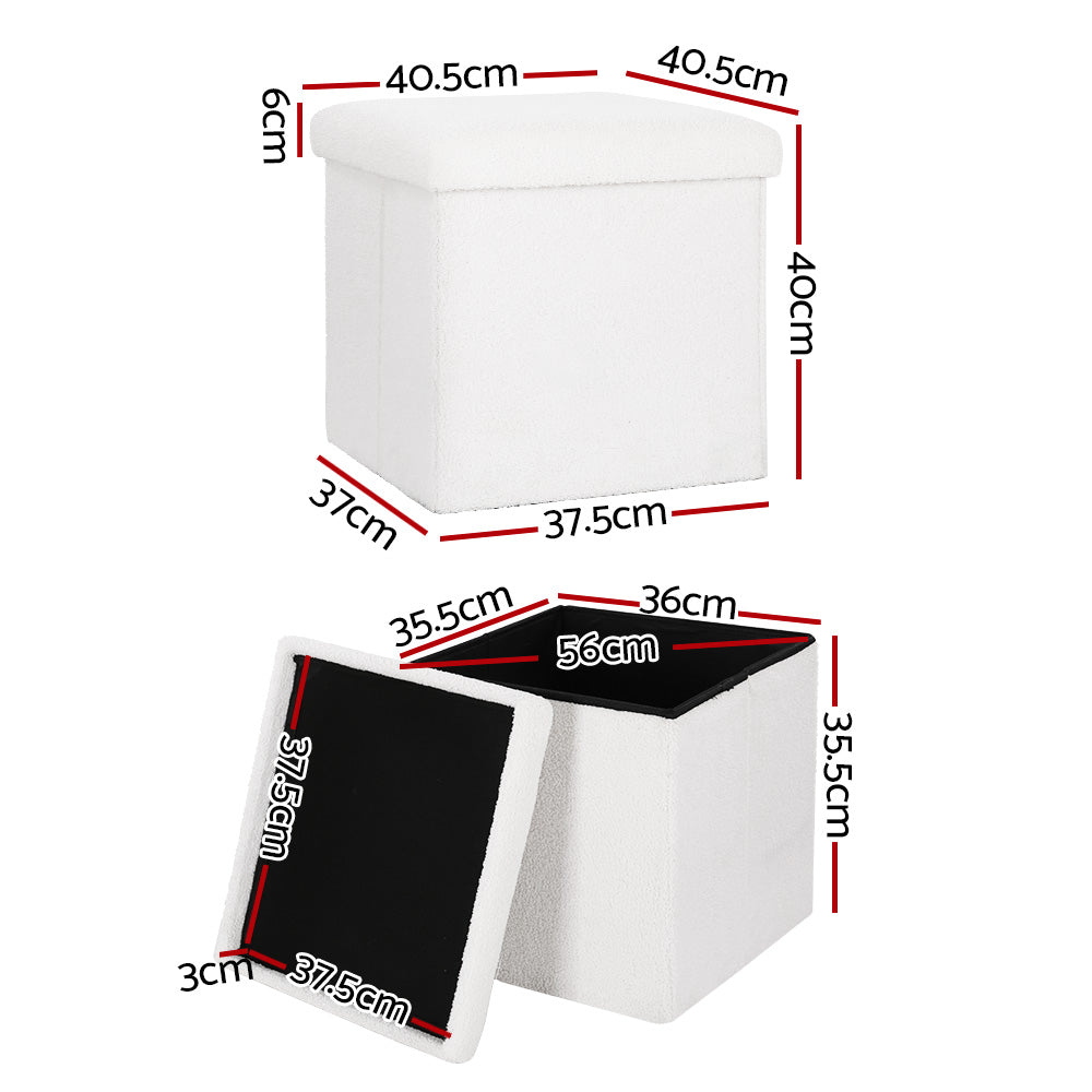 Artiss Boucle Storage Ottoman White