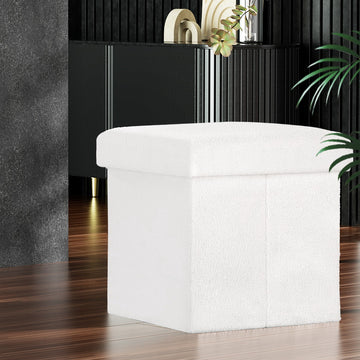 Artiss Boucle Storage Ottoman White
