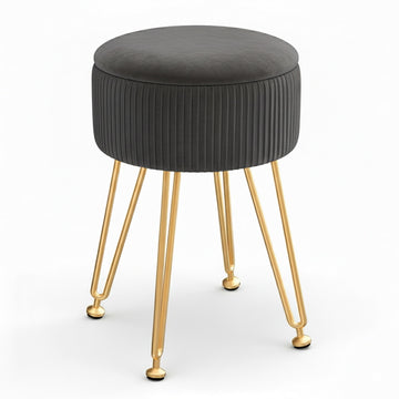 Artiss Velvet Storage Ottoman Footstool Round Grey 140kg