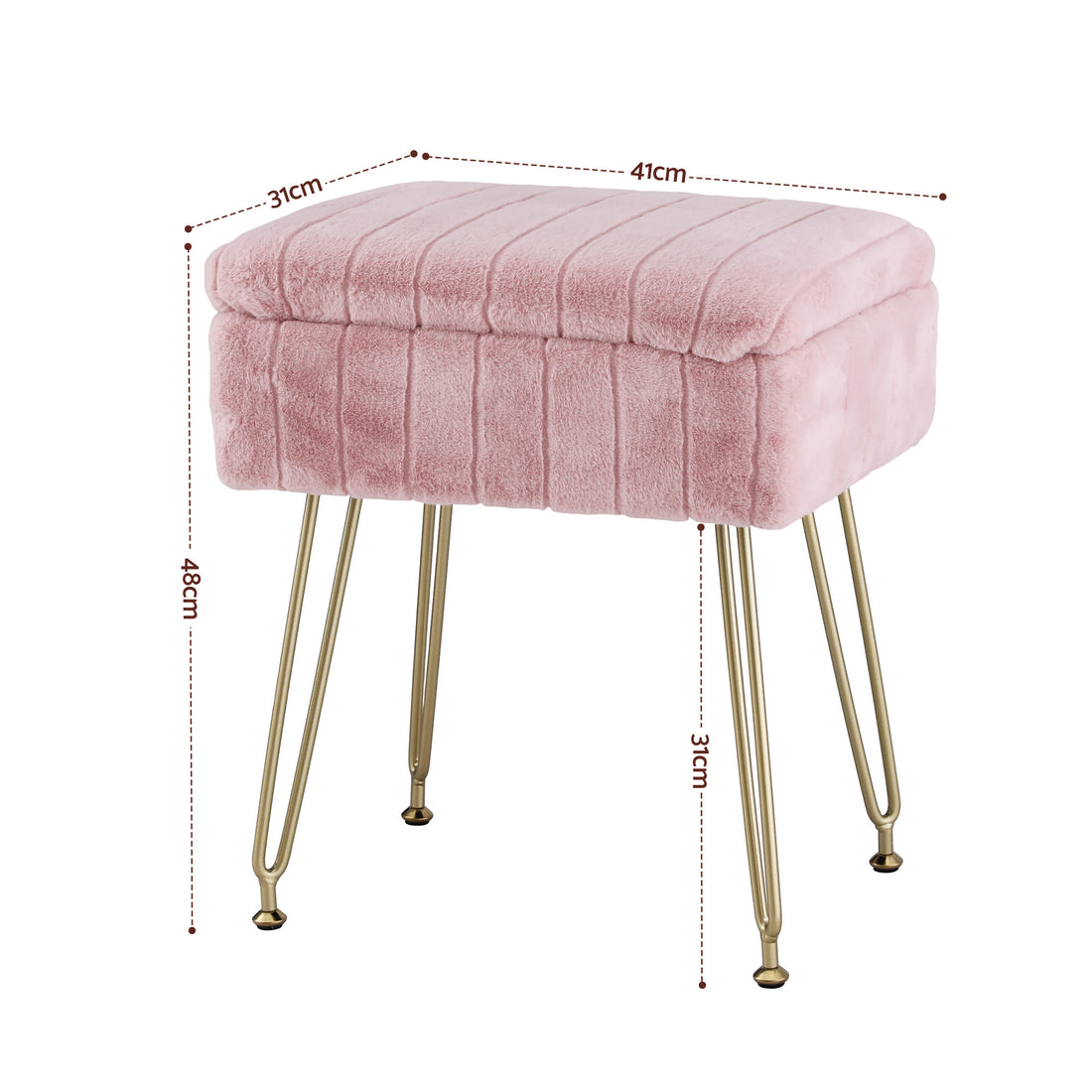 Artiss Faux Fur Storage Ottoman with Reversible Lid Pink