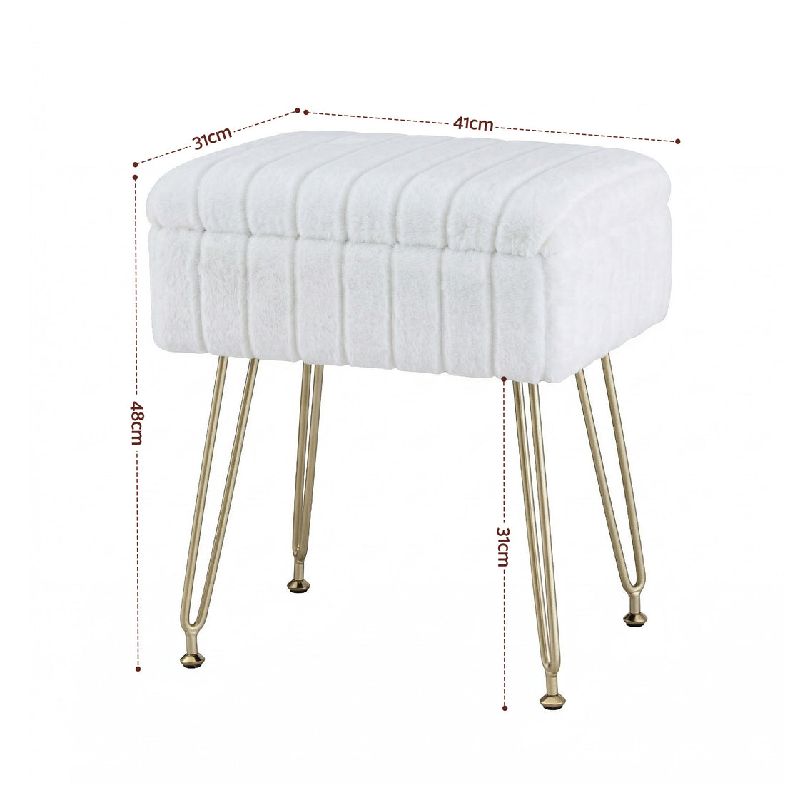 Artiss Faux Fur Storage Ottoman with Reversible Lid White