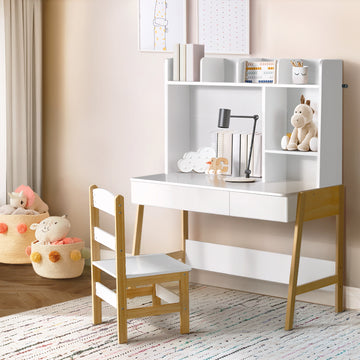 Keezi Kids Desk and Chair Set with Storage Drawer White