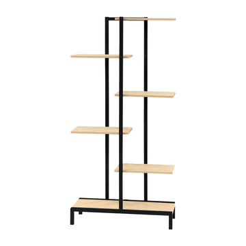 Artiss Indoor Plant Stand Zigzag Shelving 6-Tier Metal Black