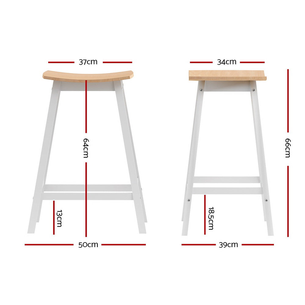 Artiss Backless Bar Stool Solid Saddle Seat Pine Wood White Frame