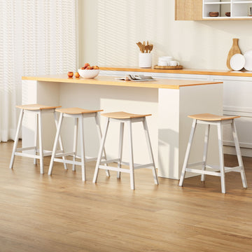 Artiss Wooden Bar Stools Saddle Seat Oak