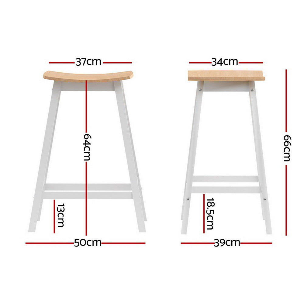 Artiss Wooden Bar Stools Saddle Seat Oak