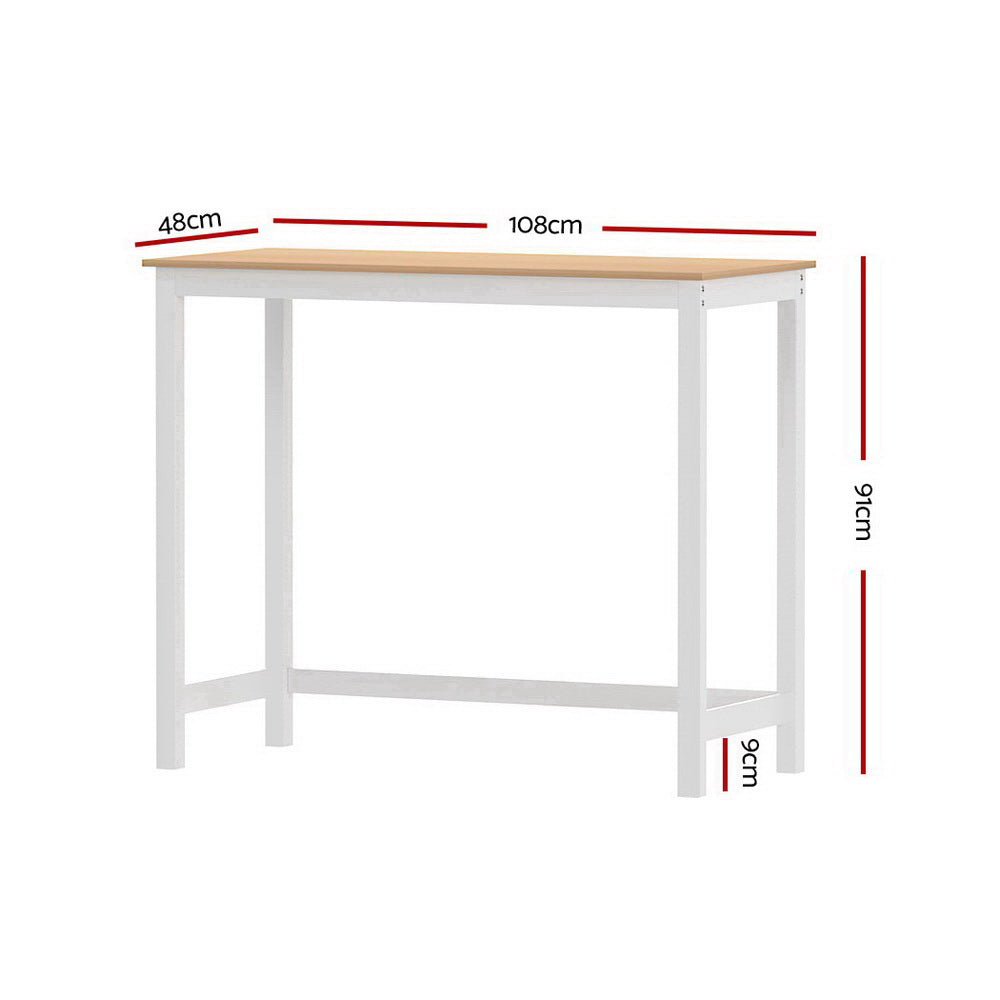 Artiss Ari Bar Table 108cm Rectangular Pine White