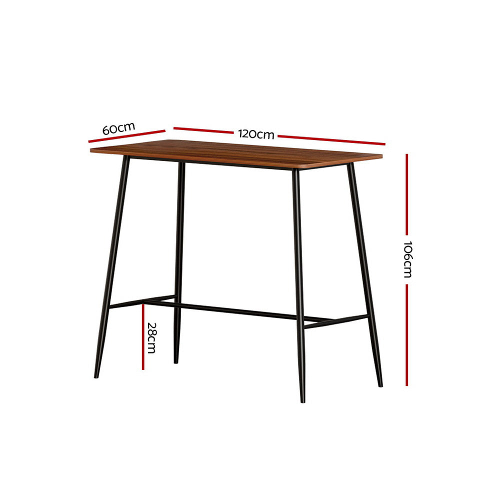 Artiss Halle Bar Table 120cm Rectangular Oak Black