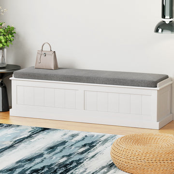 Artiss Grey Fluted Storage Ottoman Blanket Box 140cm