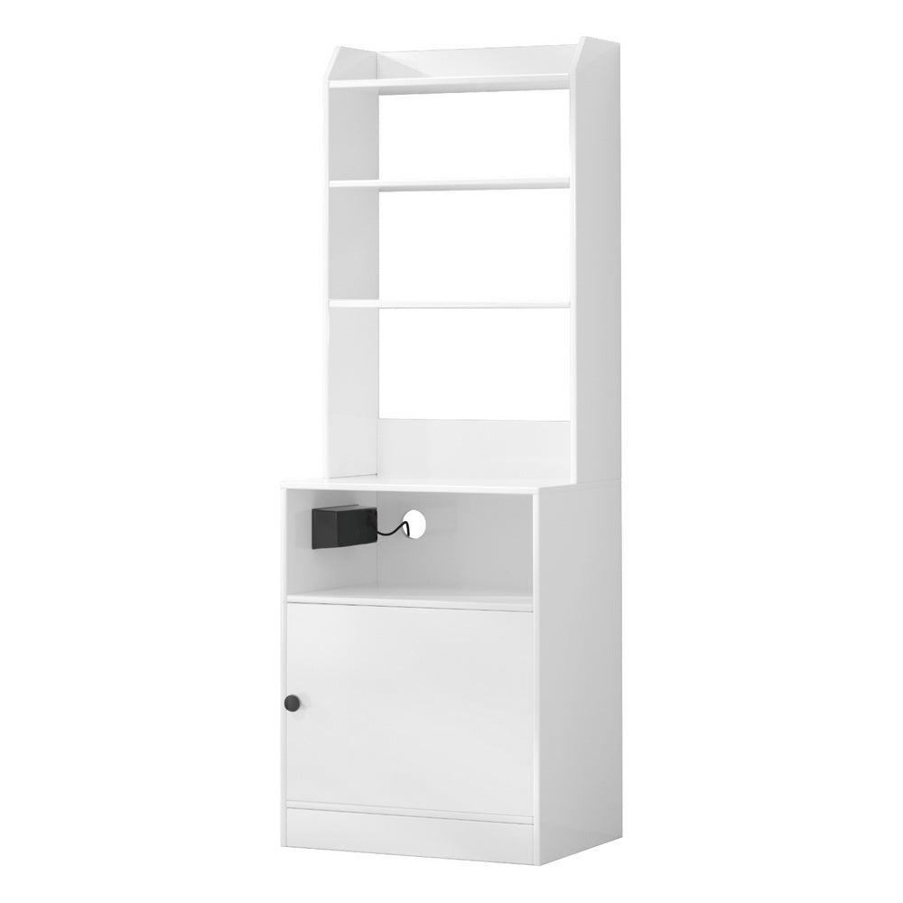 Artiss Charging Station Bedside Table USB AC Power 2 Doors White