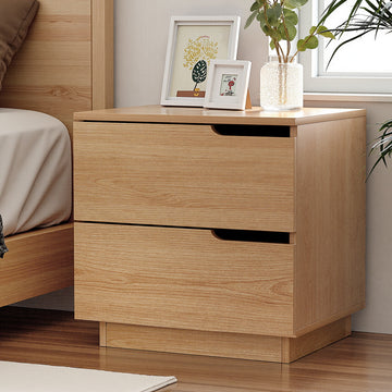 Artiss Bedside Table 2 Drawer Pine