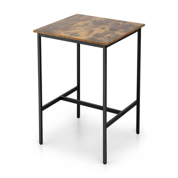Artiss Vintage Square Bar Table 60x60cm 92cm Height Metal Walnut