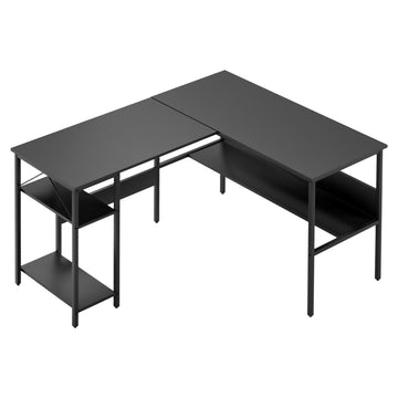 Artiss L-Shape Corner Computer Desk Space-Saving with Storage Black