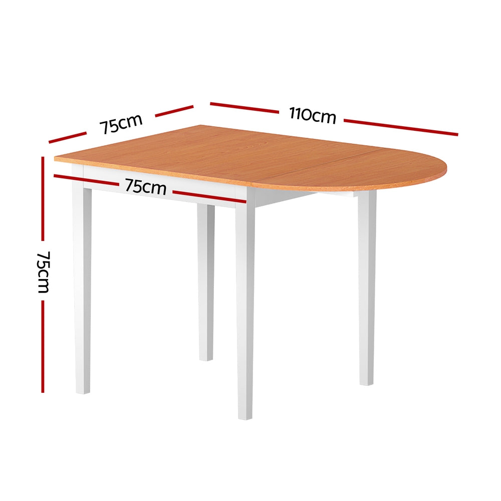 Artiss Extendable Dining Table 1.1M Pine and White