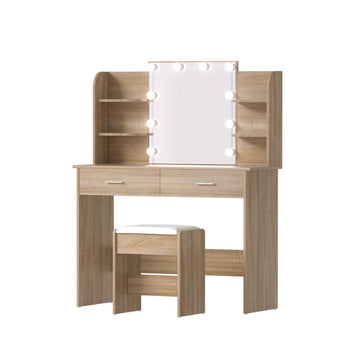 Artiss LED Dressing Table with 10 Bulbs Hollywood Mirror Wood
