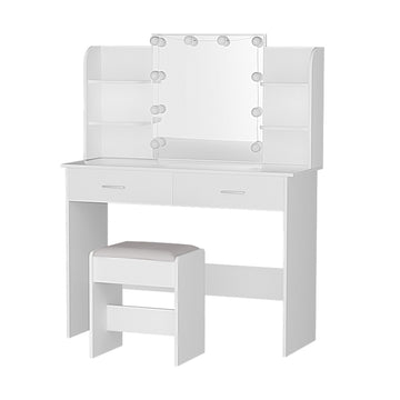 Artiss Dressing Table with 10 LED Bulbs White